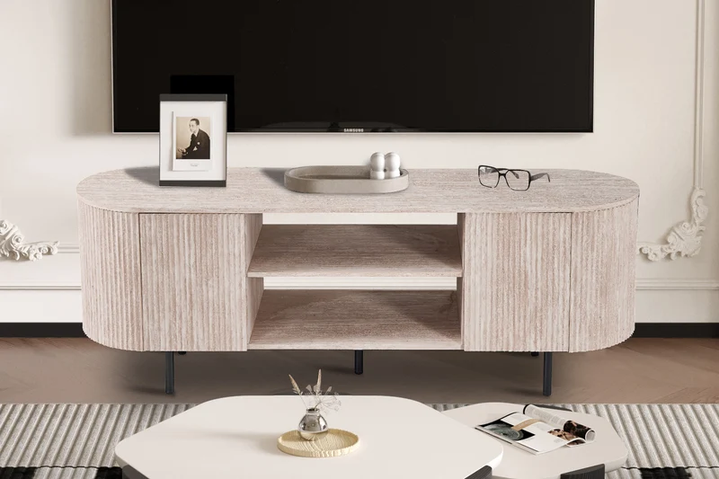 Meuble TV Lagos 160 cm Décor Travertin Beige
