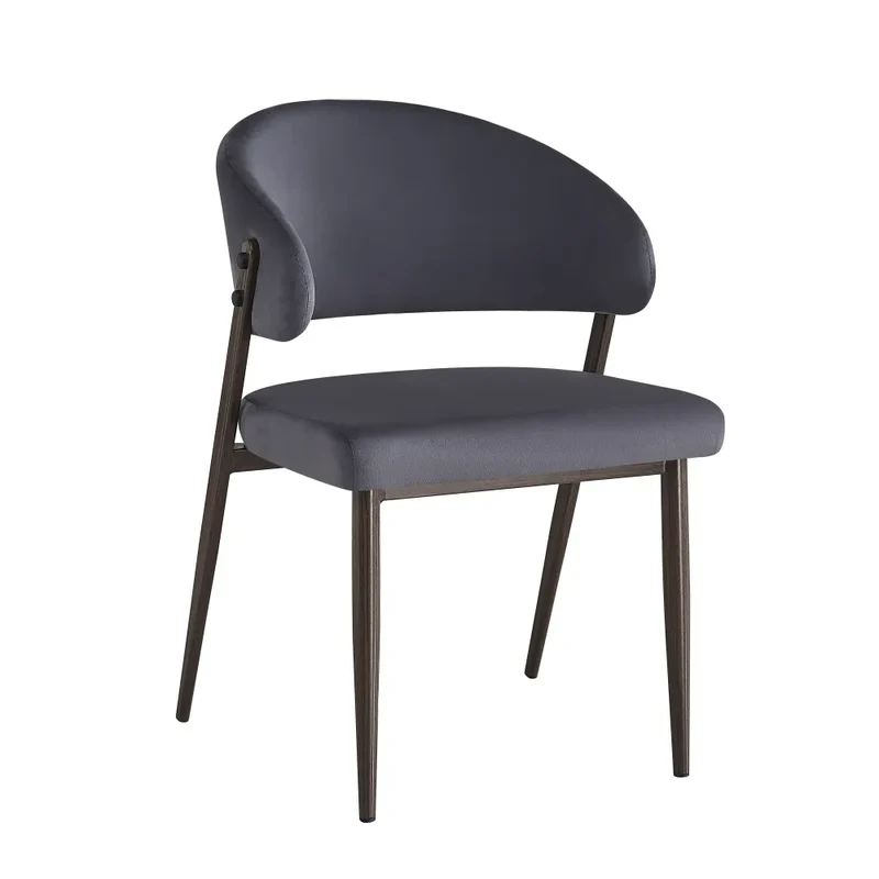Chaise Lamia pieds noyer velours Gris anthracite
