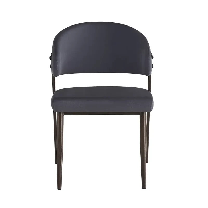 Chaise Lamia pieds noyer velours Gris anthracite