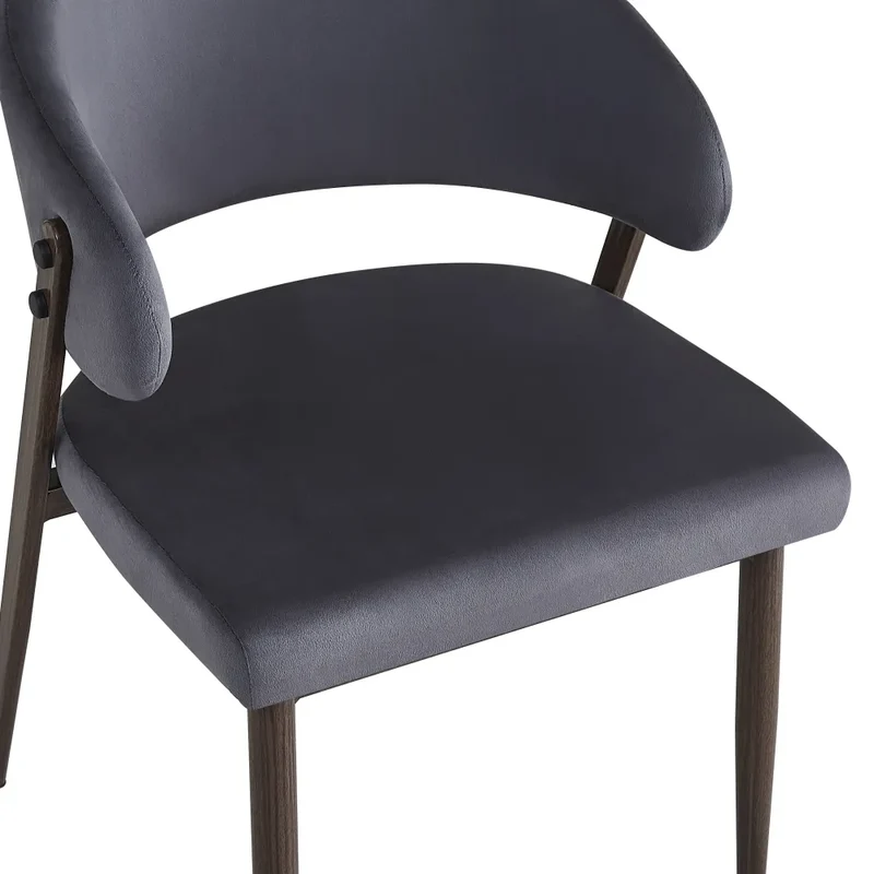 Chaise Lamia pieds noyer velours Gris anthracite