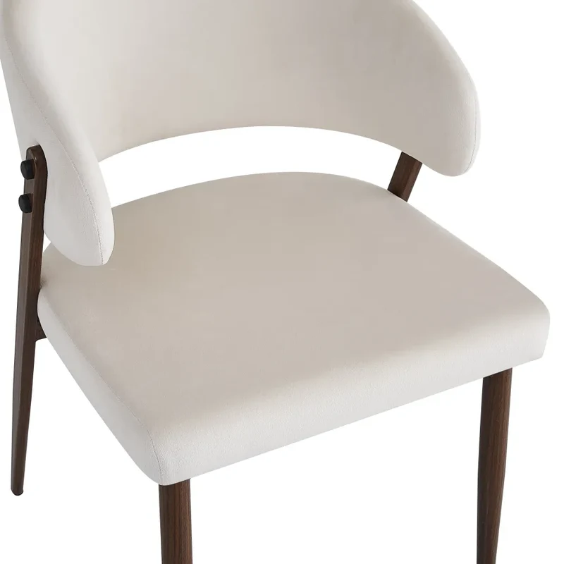 Chaise Lamia pieds noyer velours Beige