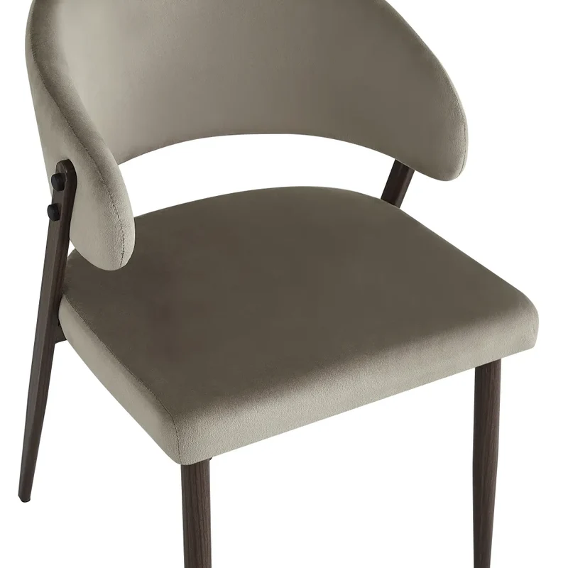 Chaise Lamia pieds noyer velours Taupe