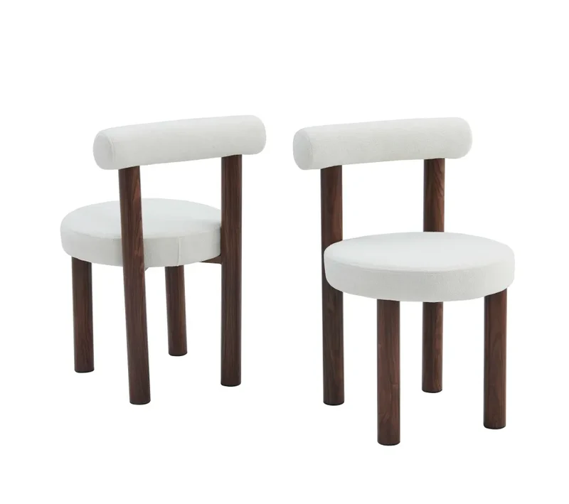 Chaise Irina tissus chenille pieds bois noyer