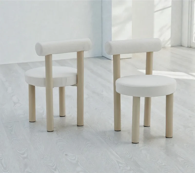 Chaise Irina tissus chenille pieds travertin