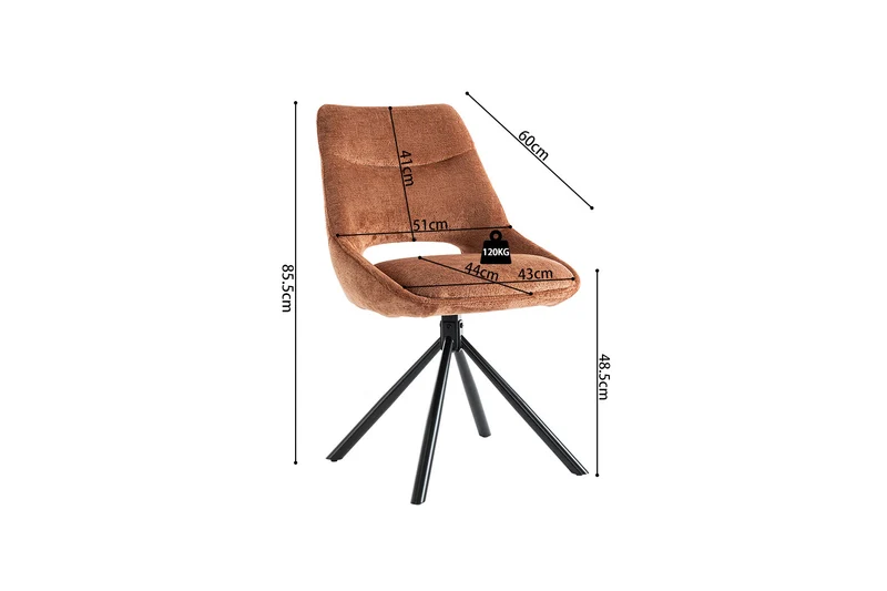 Chaise Dante Tissu Rouille
