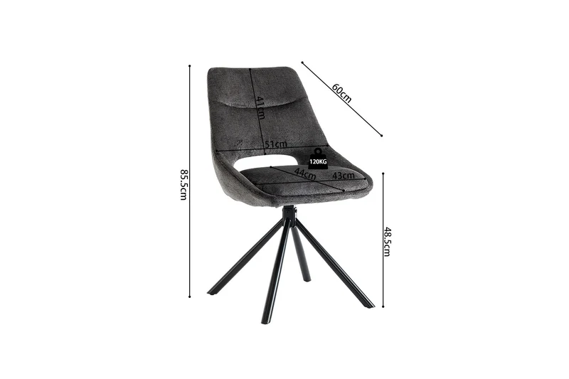 Chaise Dante Tissu Gris