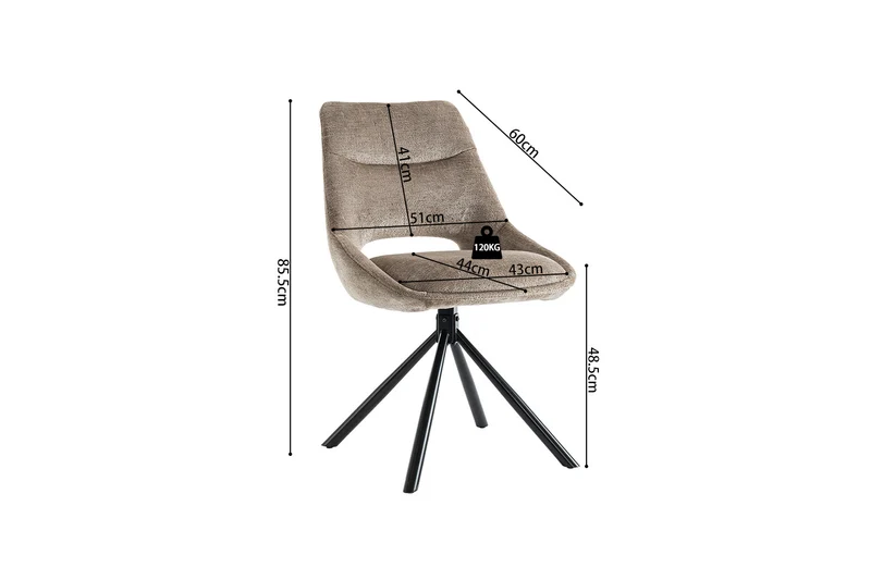 Chaise Dante Tissu Taupe