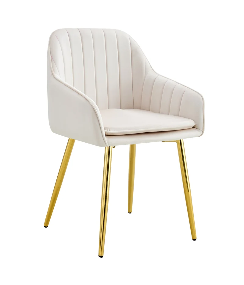 CHAISE PAMS PIEDS GOLD VELOURS BEIGE