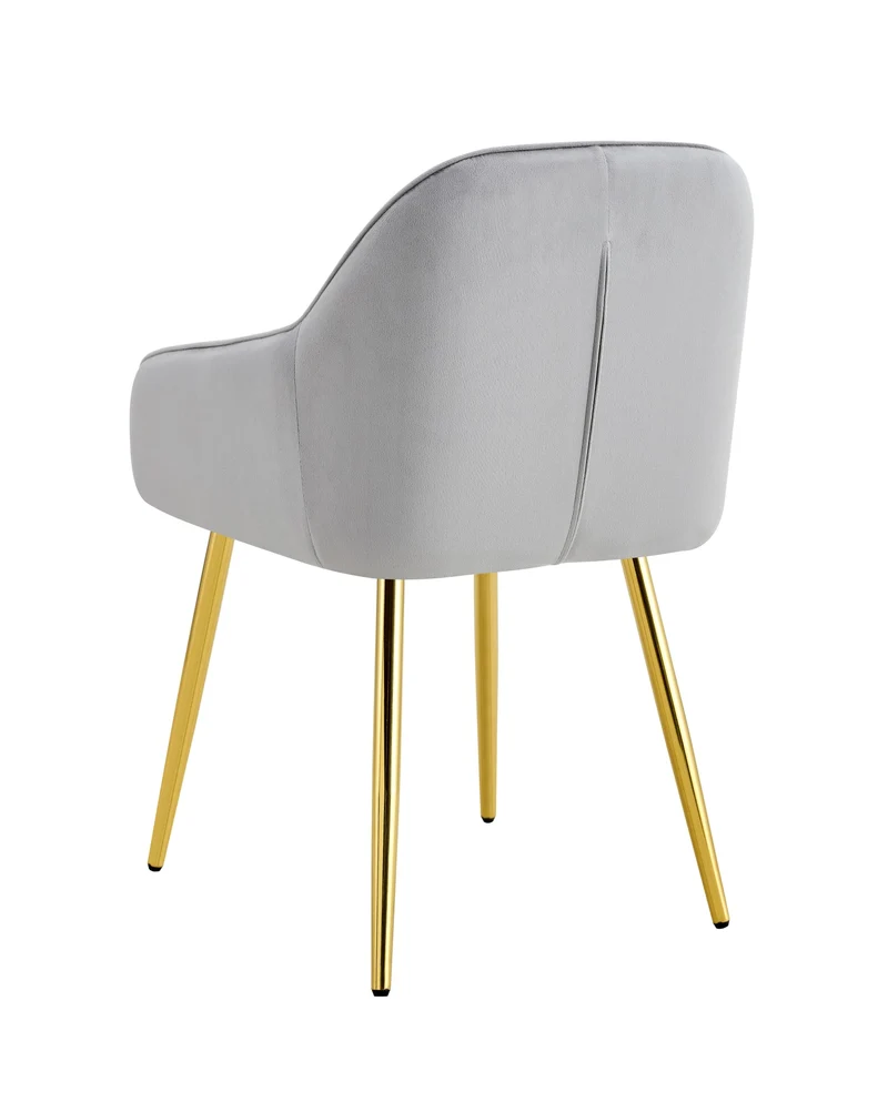 CHAISE PAMS PIED GOLD VELOURS GRIS