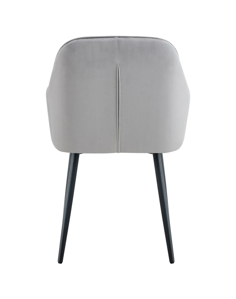 CHAISE PAMS PIED NOIR VELOURS GRIS