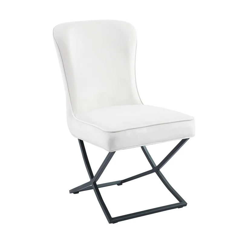 CHAISE GABRIELLE METAL NOIR VELOURS ECRU