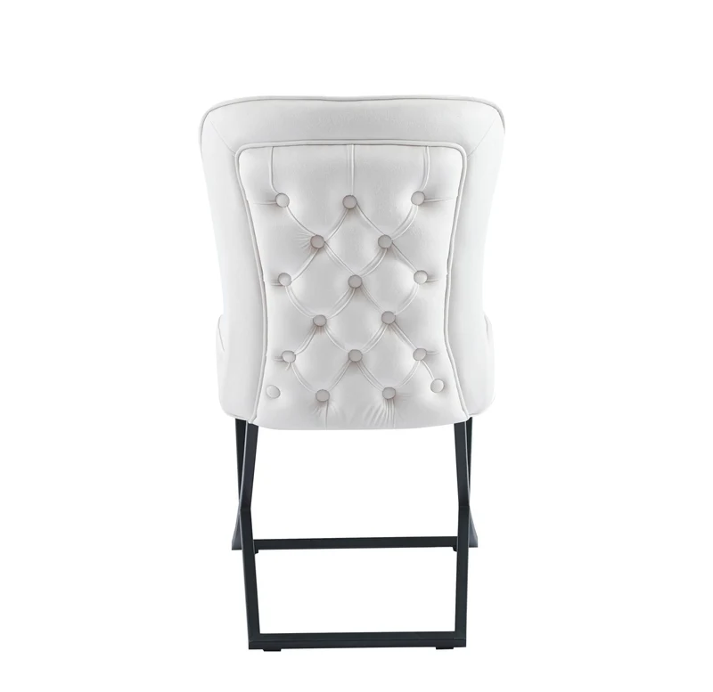 CHAISE GABRIELLE METAL NOIR VELOURS ECRU