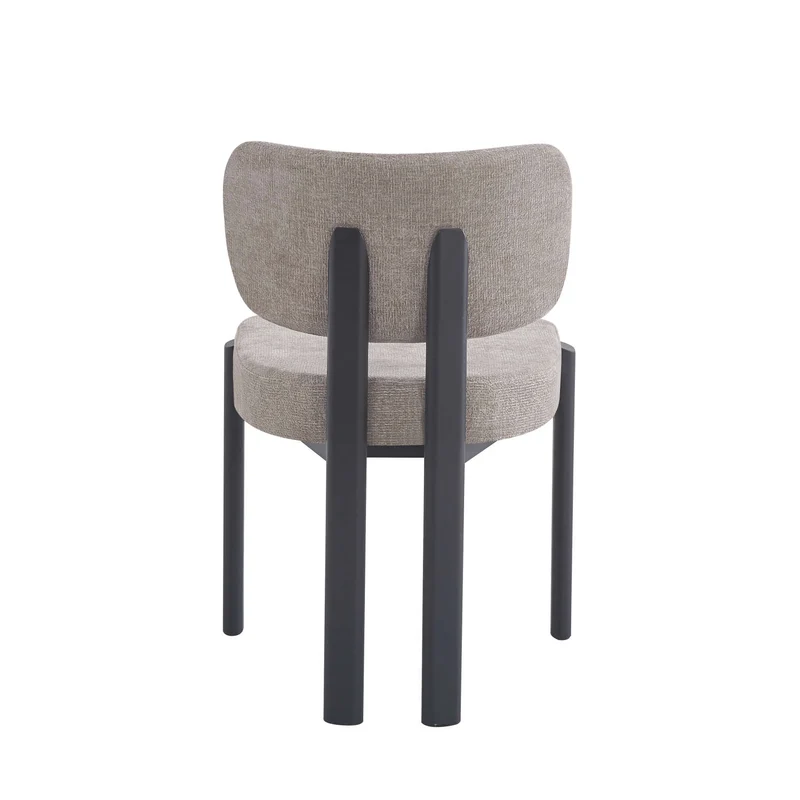 CHAISE BAGUETTE PIED METAL NOIR SERGE CHENILLE MOKA