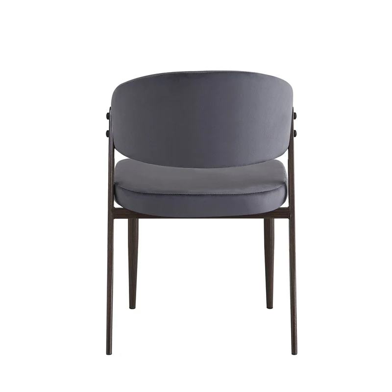 CHAISE LAMIA PIEDS EFFET NOYER TISSU VELOURS ANTHRACITE