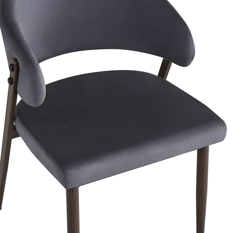 CHAISE LAMIA PIEDS EFFET NOYER TISSU VELOURS ANTHRACITE