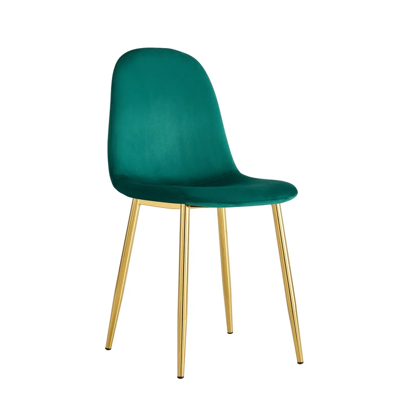 CHAISE SCANDINAVE GOLD VELOURS VERT CANARD