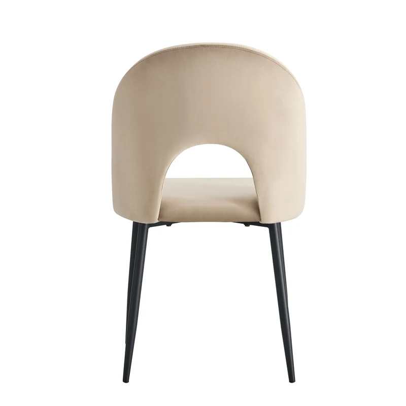 CHAISE TEDDY VELOURS TAUPE PIED METAL NOIR