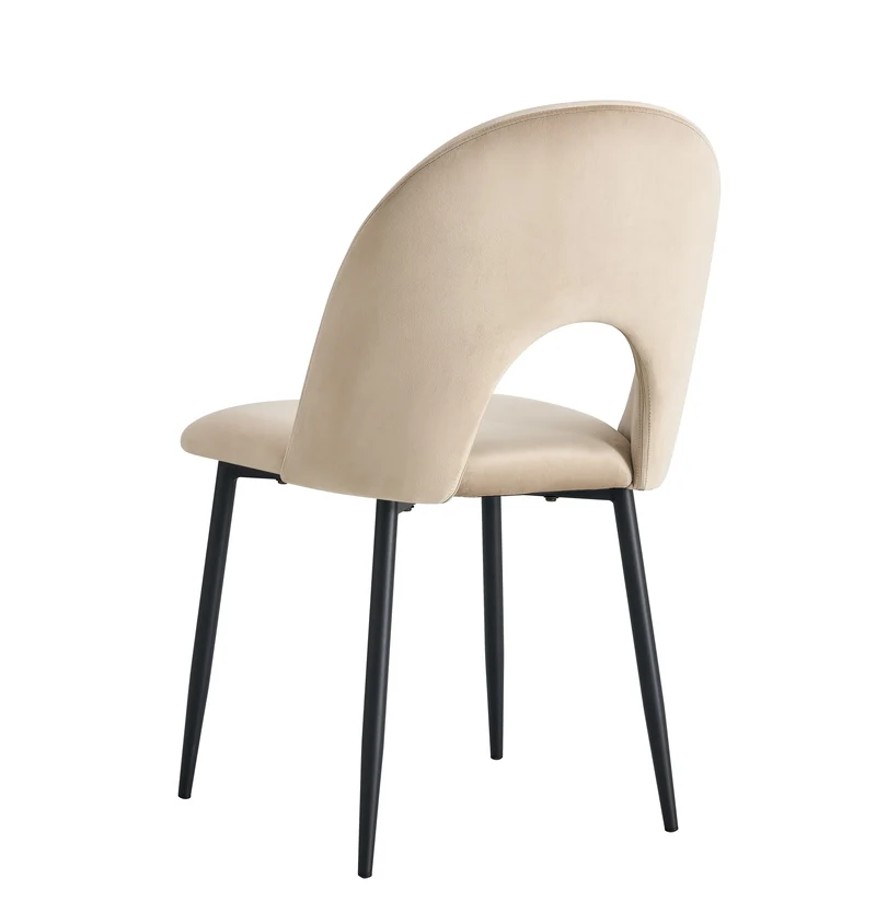 CHAISE TEDDY VELOURS TAUPE PIED METAL NOIR
