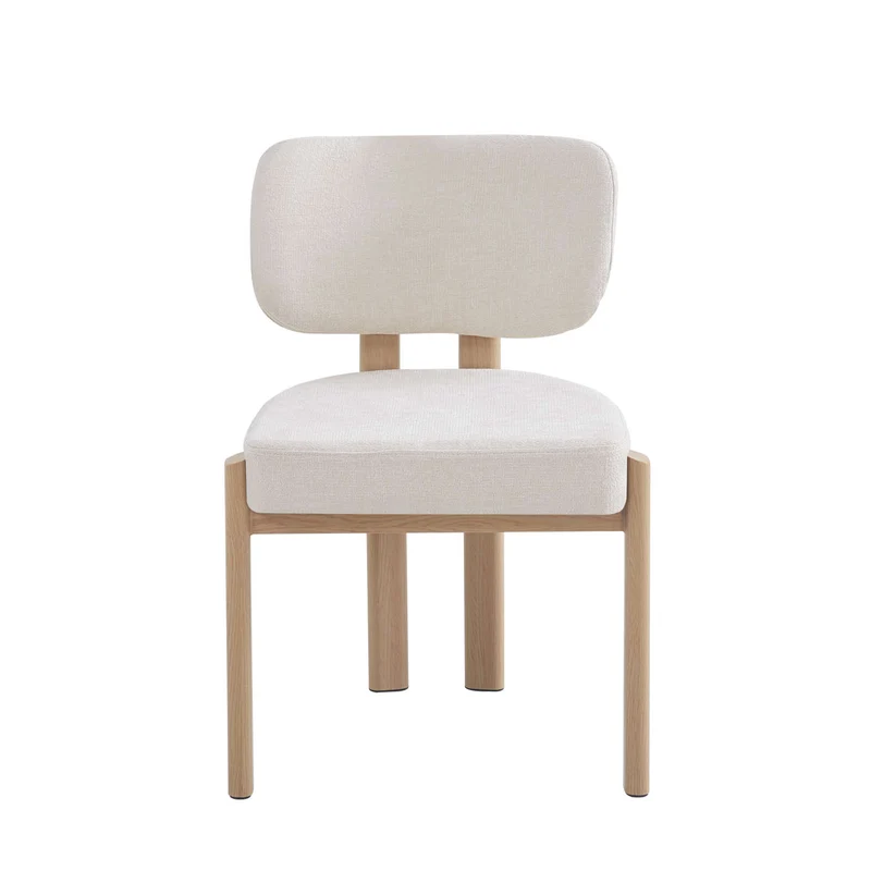 CHAISE BAGUETTE PIED EFFET BOIS SERGE CHENILLE BEIGE