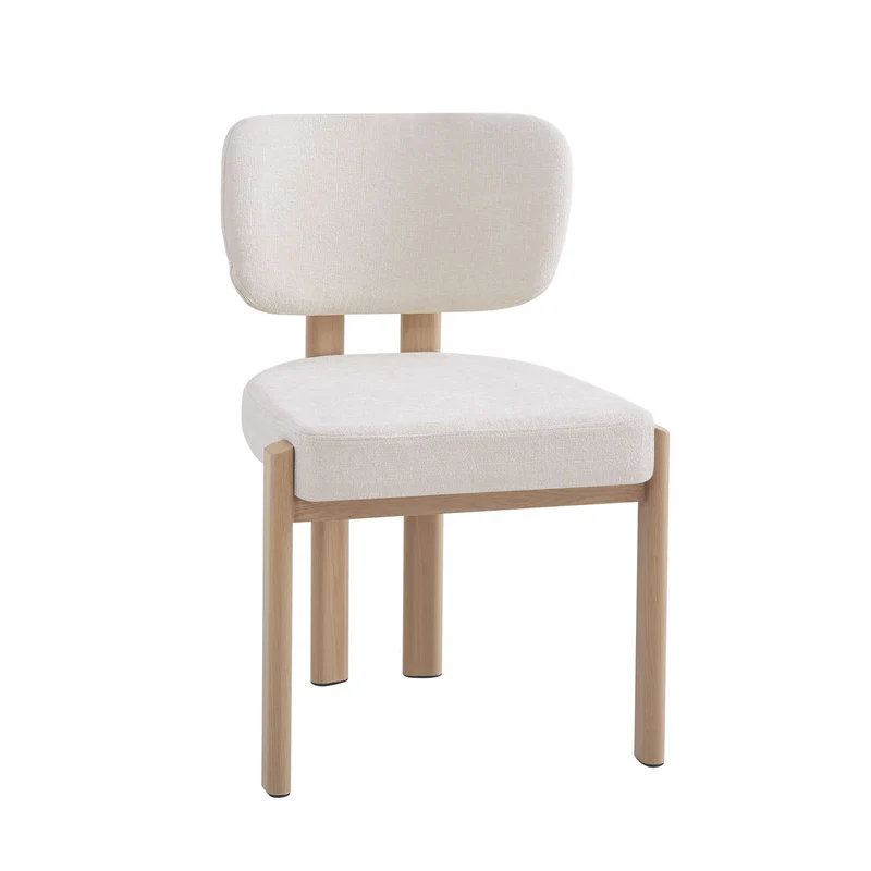 CHAISE BAGUETTE PIED EFFET BOIS SERGE CHENILLE BEIGE
