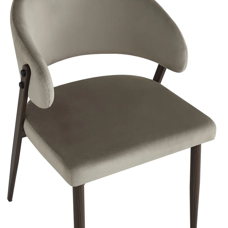 CHAISE LAMIA PIEDS EFFET NOYER TISSU VELOURS TAUPE