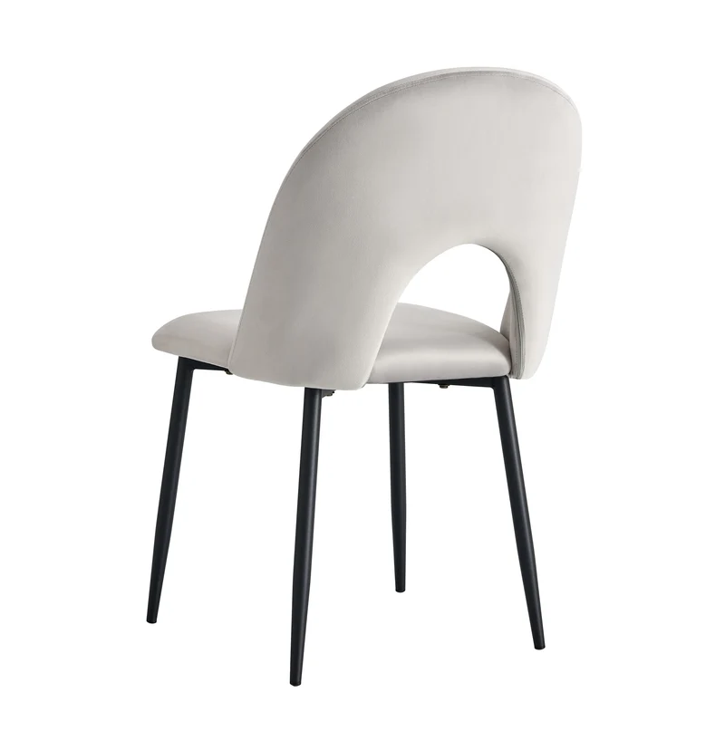 CHAISE TEDDY VELOURS GRIS PIED METAL NOIR