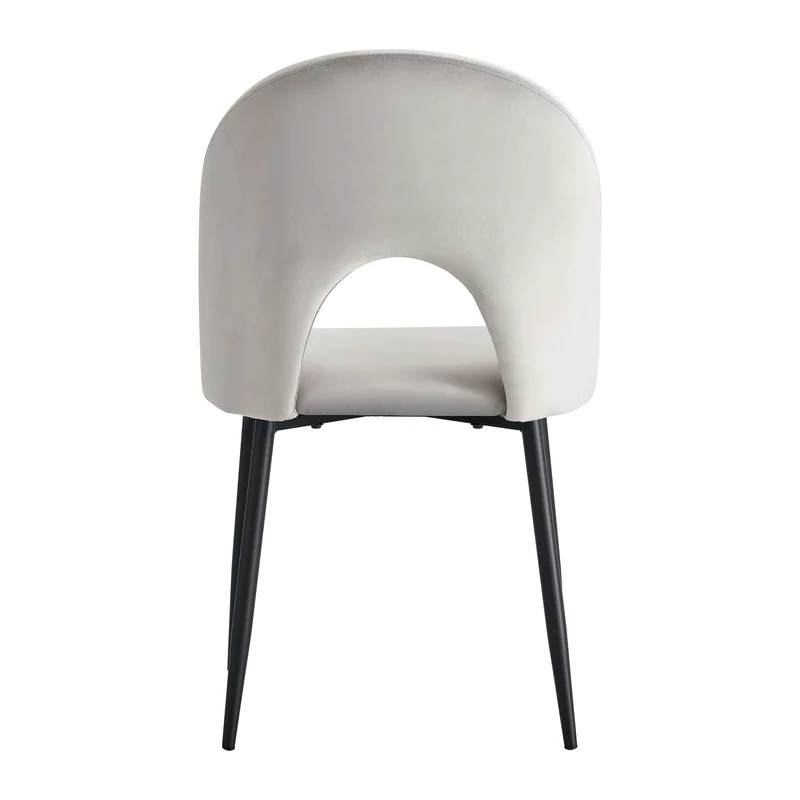CHAISE TEDDY VELOURS GRIS PIED METAL NOIR