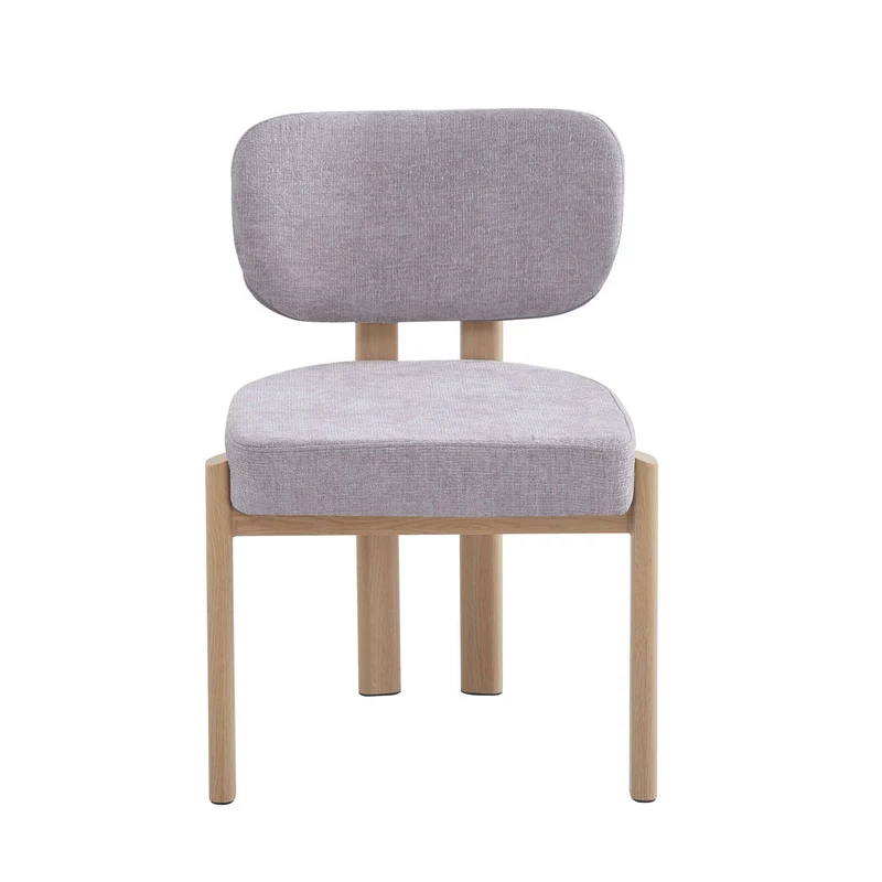 CHAISE BAGUETTE PIED EFFET BOIS SERGE CHENILLE LIGHT GRIS
