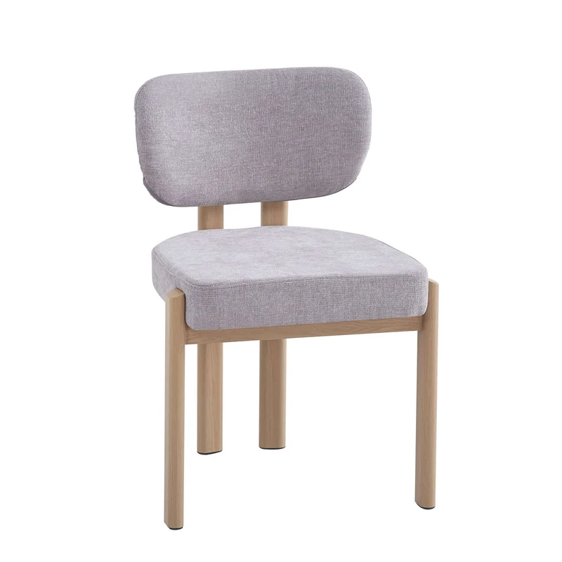 CHAISE BAGUETTE PIED EFFET BOIS SERGE CHENILLE LIGHT GRIS