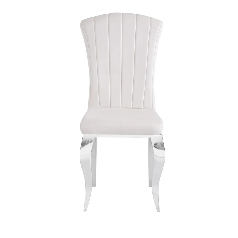 Chaises baroque louis pied chrome tissu velours beige
