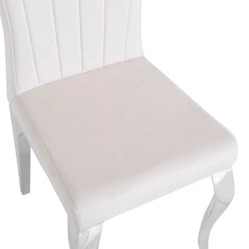 Chaises baroque louis pied chrome tissu velours beige
