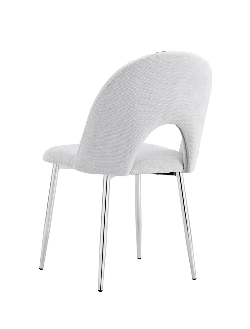 CHAISE TEDDY CHENILLE LIGHT GREY PIED CHROME