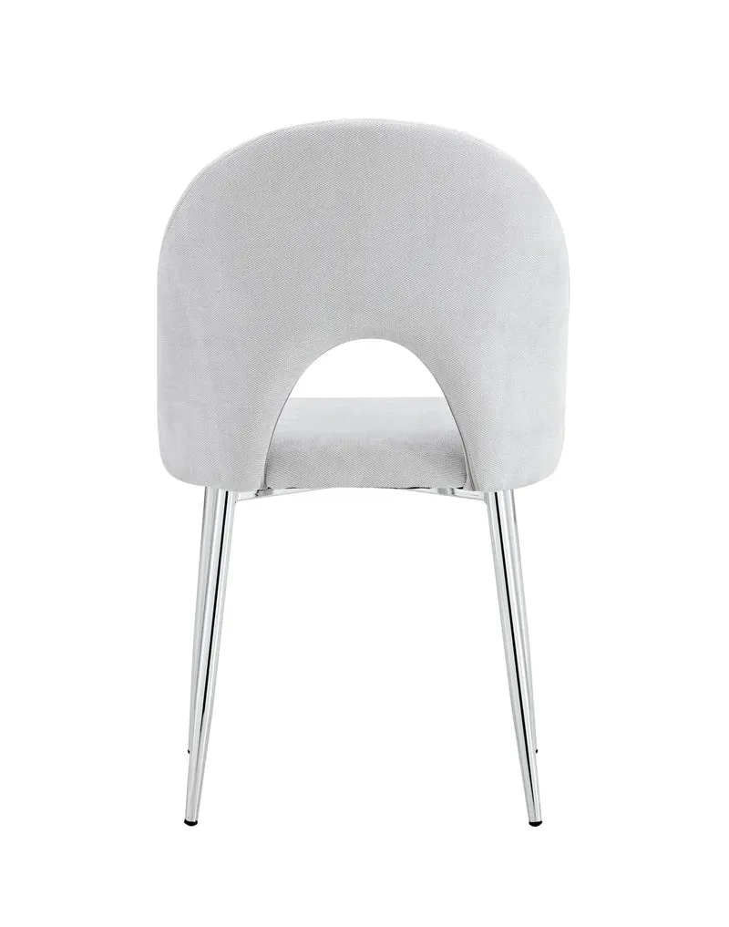 CHAISE TEDDY CHENILLE LIGHT GREY PIED CHROME
