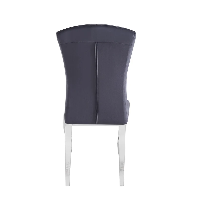 Chaises baroque Louis pied chrome tissu velours ardoise gris