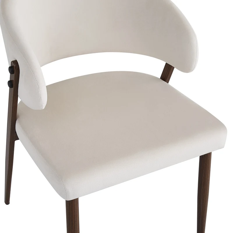 CHAISE LAMIA PIEDS EFFET NOYER TISSU VELOURS BEIGE
