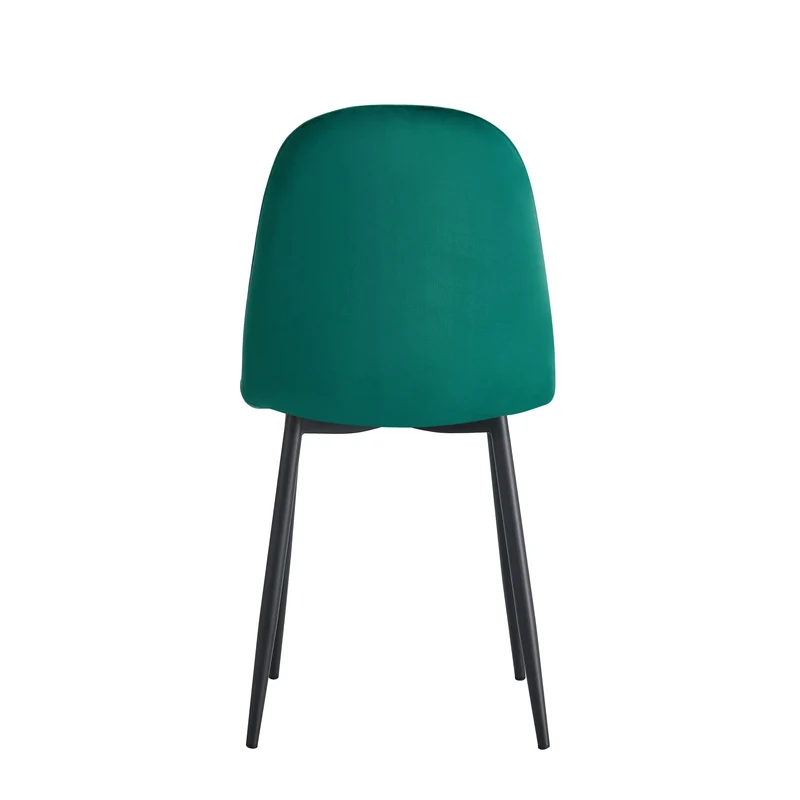 CHAISE SCANDINAVE VELOURS VERT SAPIN PIED METAL NOIR
