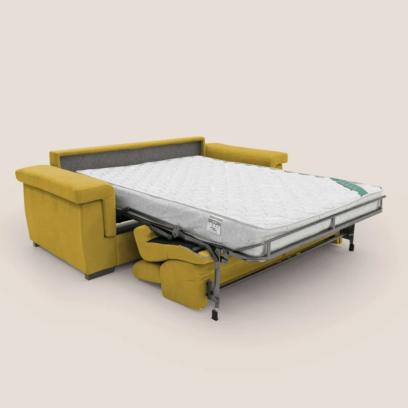 Bjorn Canapé convertible avec matelas H 18cm et têtières réglables en tissu imperméable T02 jaune
