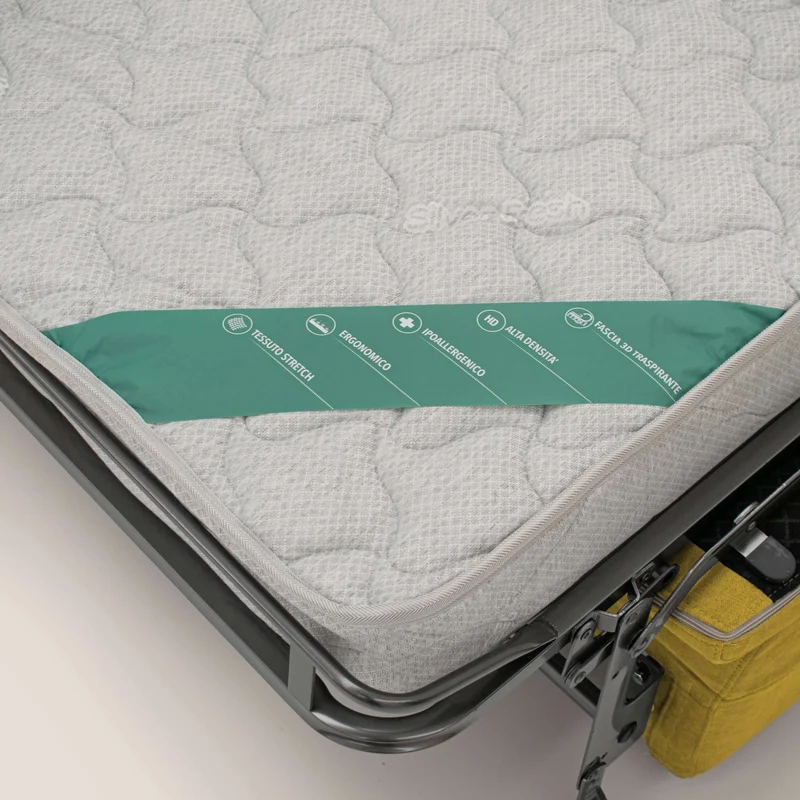 Bjorn Canapé convertible avec matelas H 18cm et têtières réglables en tissu imperméable T02 jaune