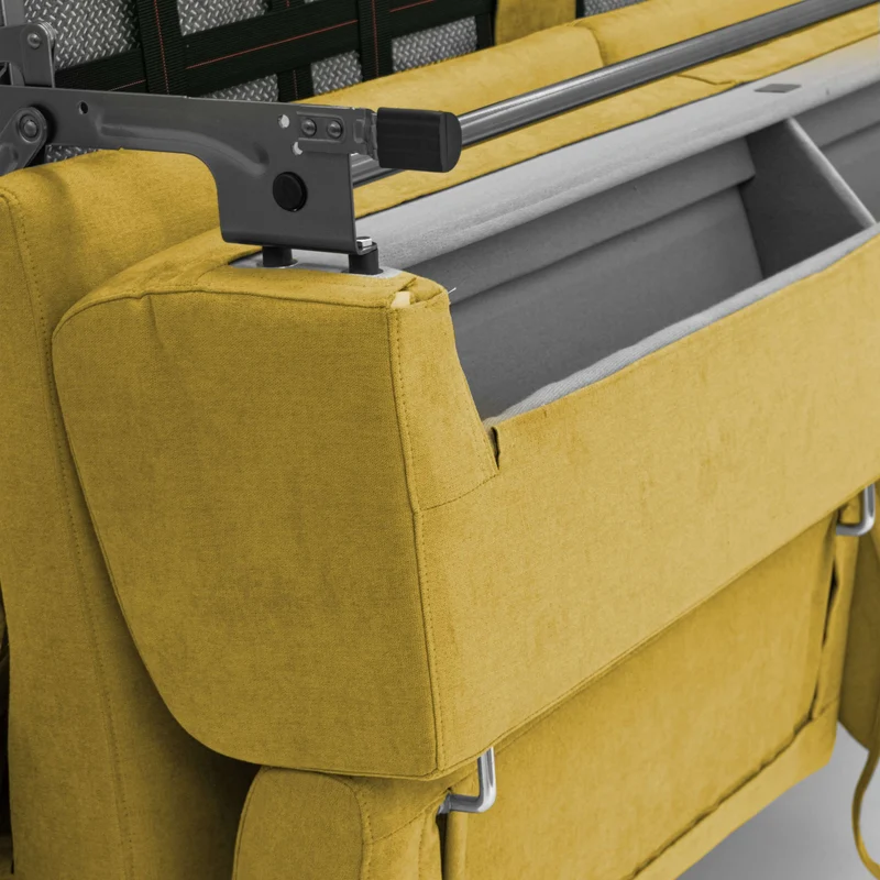 Bjorn Canapé convertible avec matelas H 18cm et têtières réglables en tissu imperméable T02 jaune