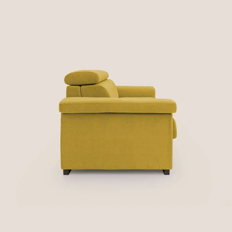 Bjorn Canapé convertible avec matelas H 18cm et têtières réglables en tissu imperméable T02 jaune