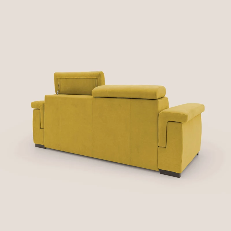 Bjorn Canapé convertible avec matelas H 18cm et têtières réglables en tissu imperméable T02 jaune