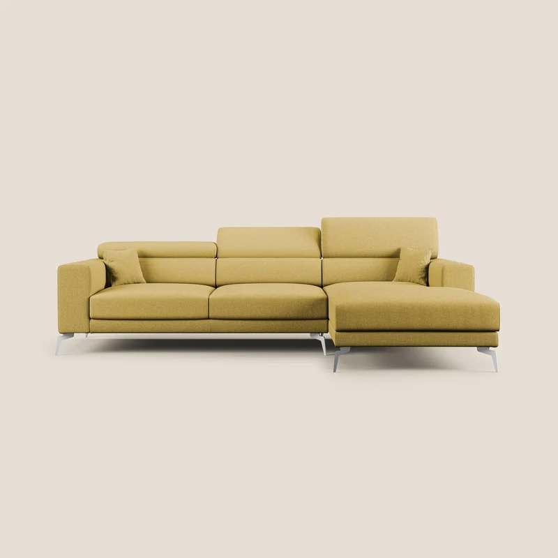 Blade Canapé d'angle avec têtières inclinables en tissu imperméable T13 jaune