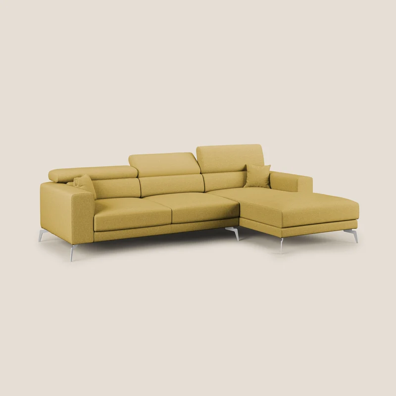 Blade Canapé d'angle avec têtières inclinables en tissu imperméable T13 jaune