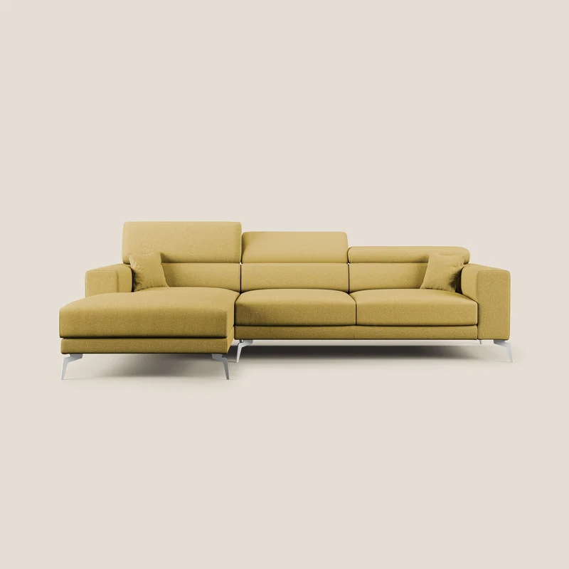 Blade Canapé d'angle avec têtières inclinables en tissu imperméable T13 jaune