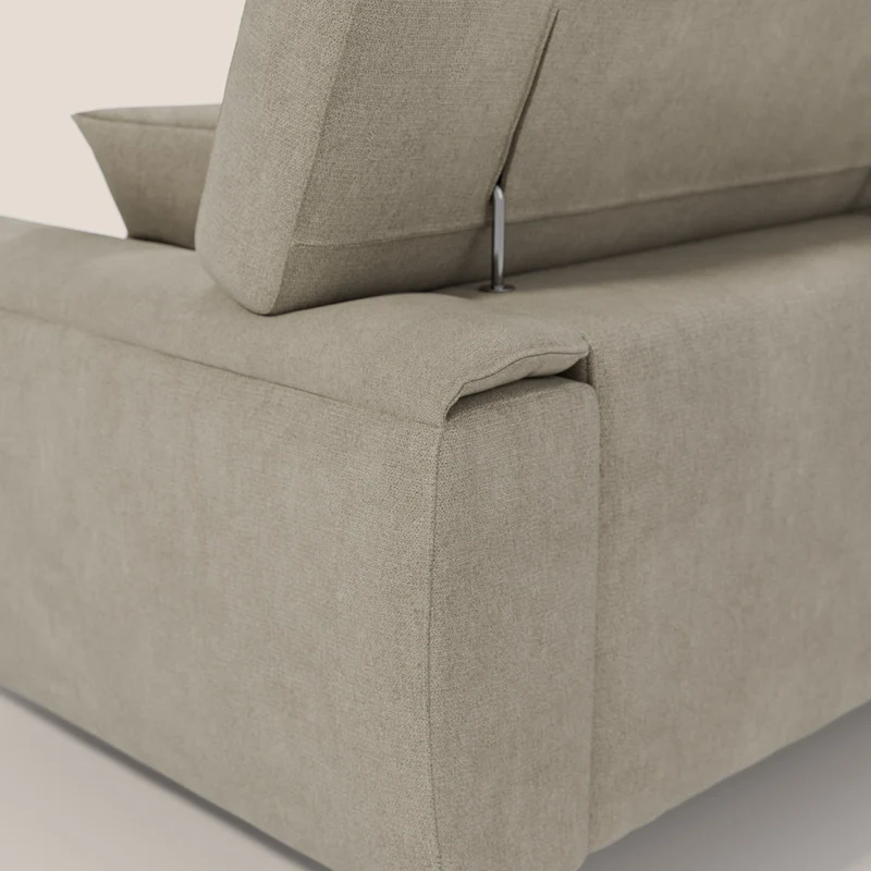 Caravaggio canapé 3 assises extensibles et têtières réglables en tissu imperméable T02 crème