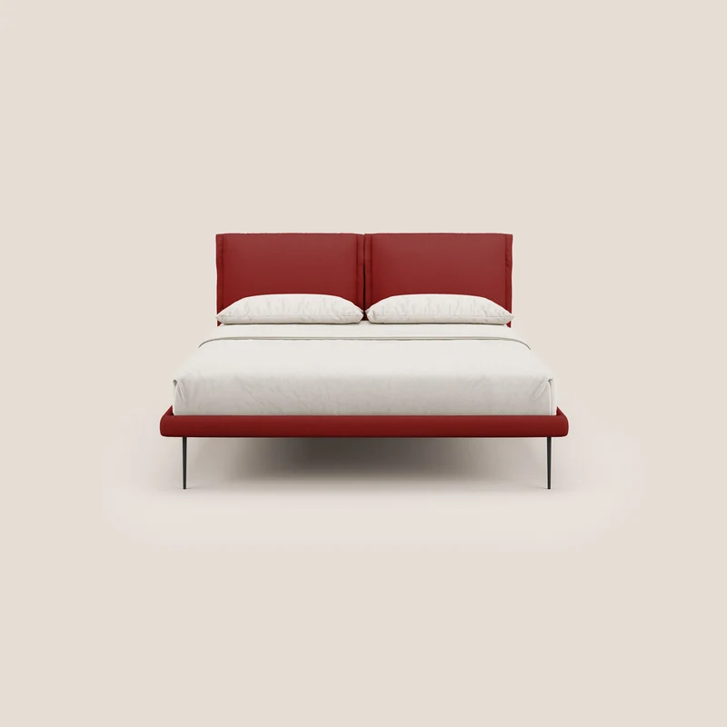 Noah lit avec coussins réglables et pieds hauts en métal en tissu détachable T05 rouge