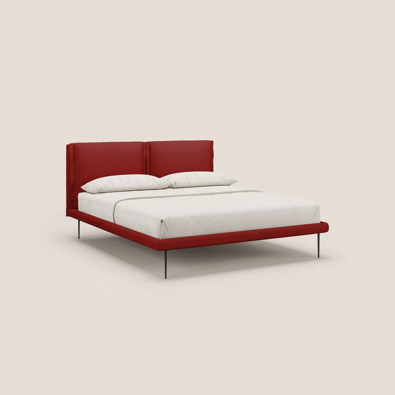 Noah lit avec coussins réglables et pieds hauts en métal en tissu détachable T05 rouge