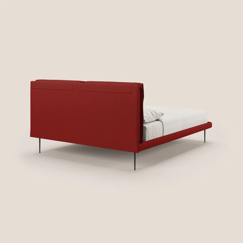 Noah lit avec coussins réglables et pieds hauts en métal en tissu détachable T05 rouge