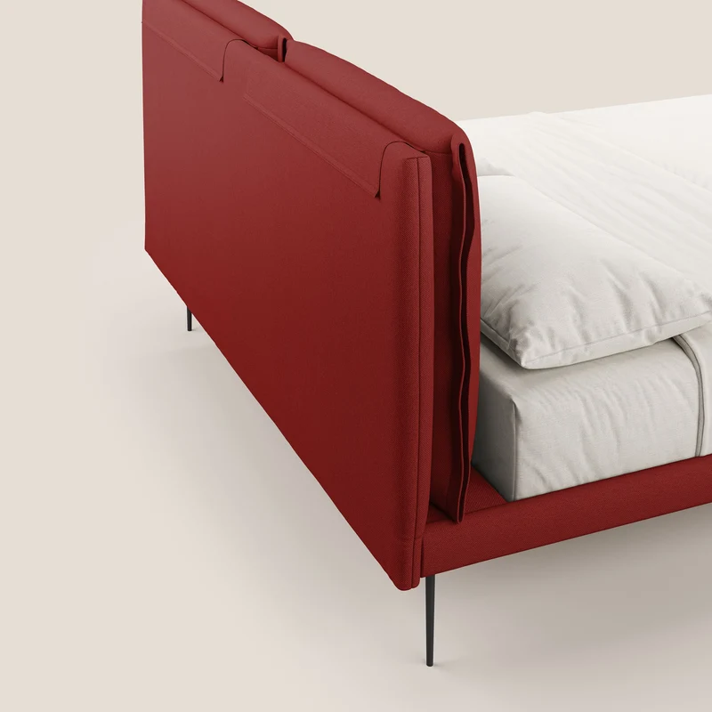 Noah lit avec coussins réglables et pieds hauts en métal en tissu détachable T05 rouge