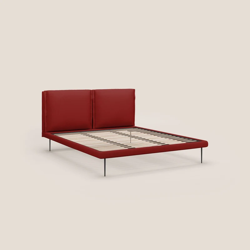 Noah lit avec coussins réglables et pieds hauts en métal en tissu détachable T05 rouge